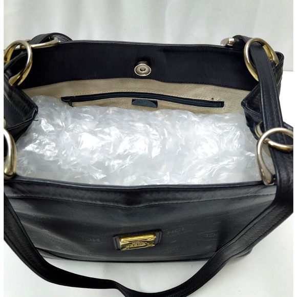 HCL Black Leather Convertible Crossbody Shoulder Bag - Vintage Made in Germany - Picture 10 of 13